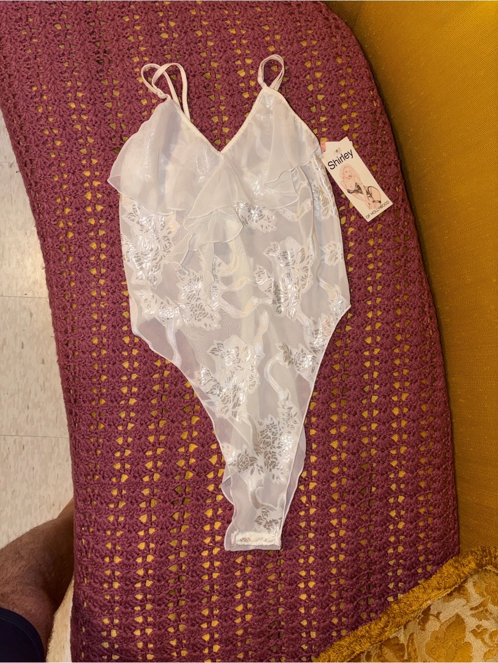White Lace Sheer Bodysuit - Women's Intimates small new